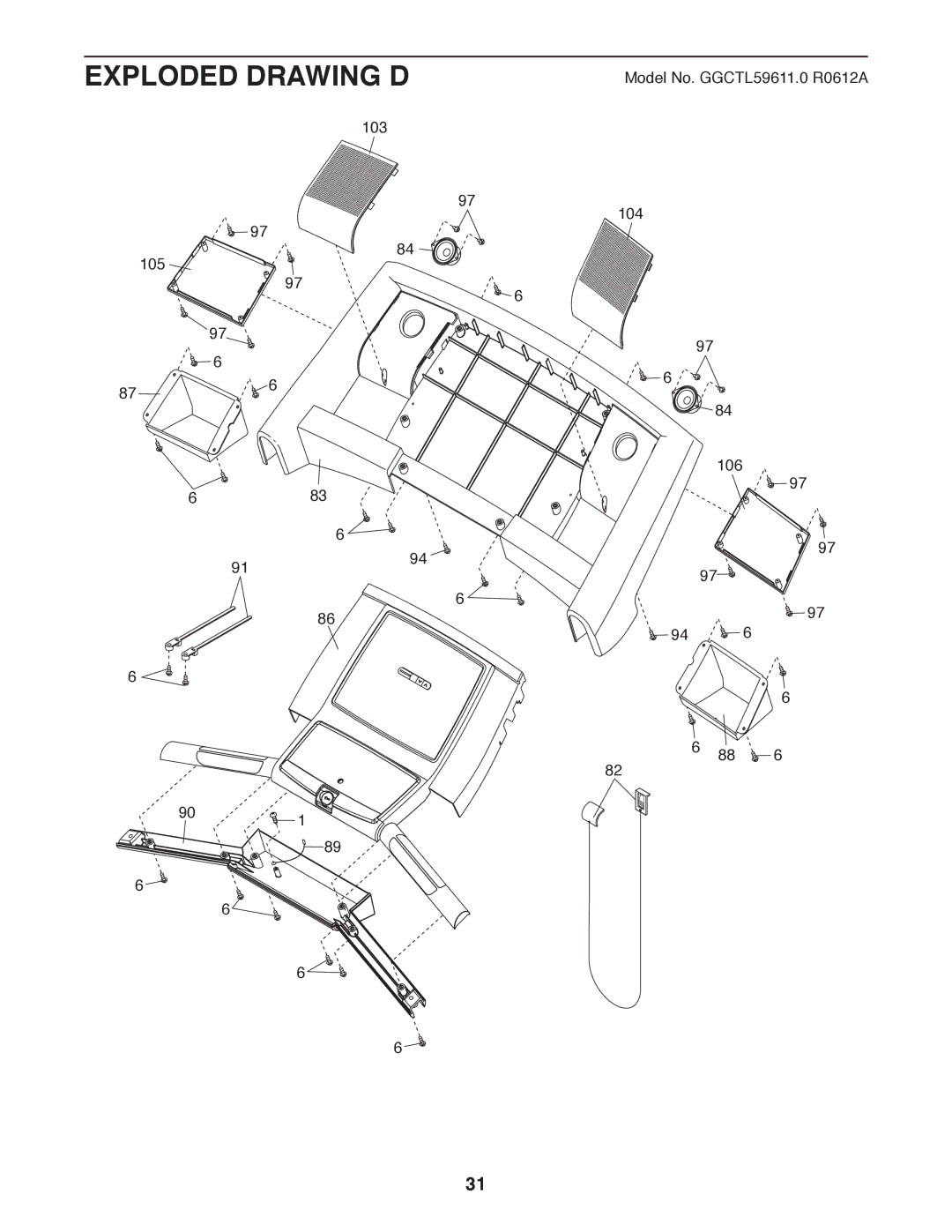 Gold's Gym GGCTL59611.0 manual Exploded Drawing D 