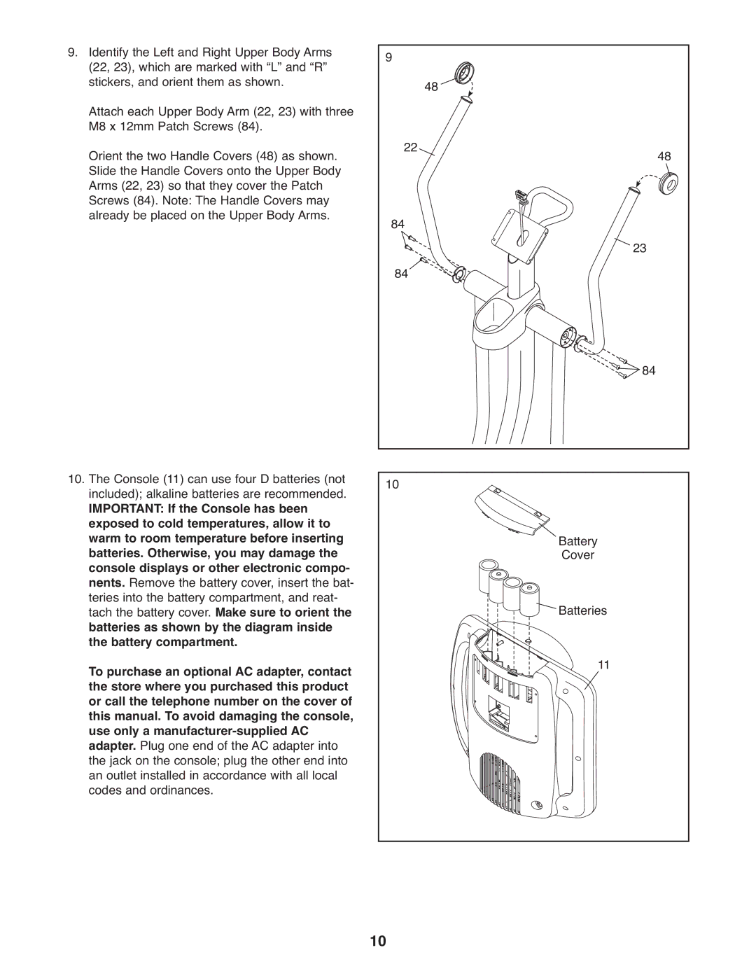 Gold's Gym GGEL66008.0 manual Battery 