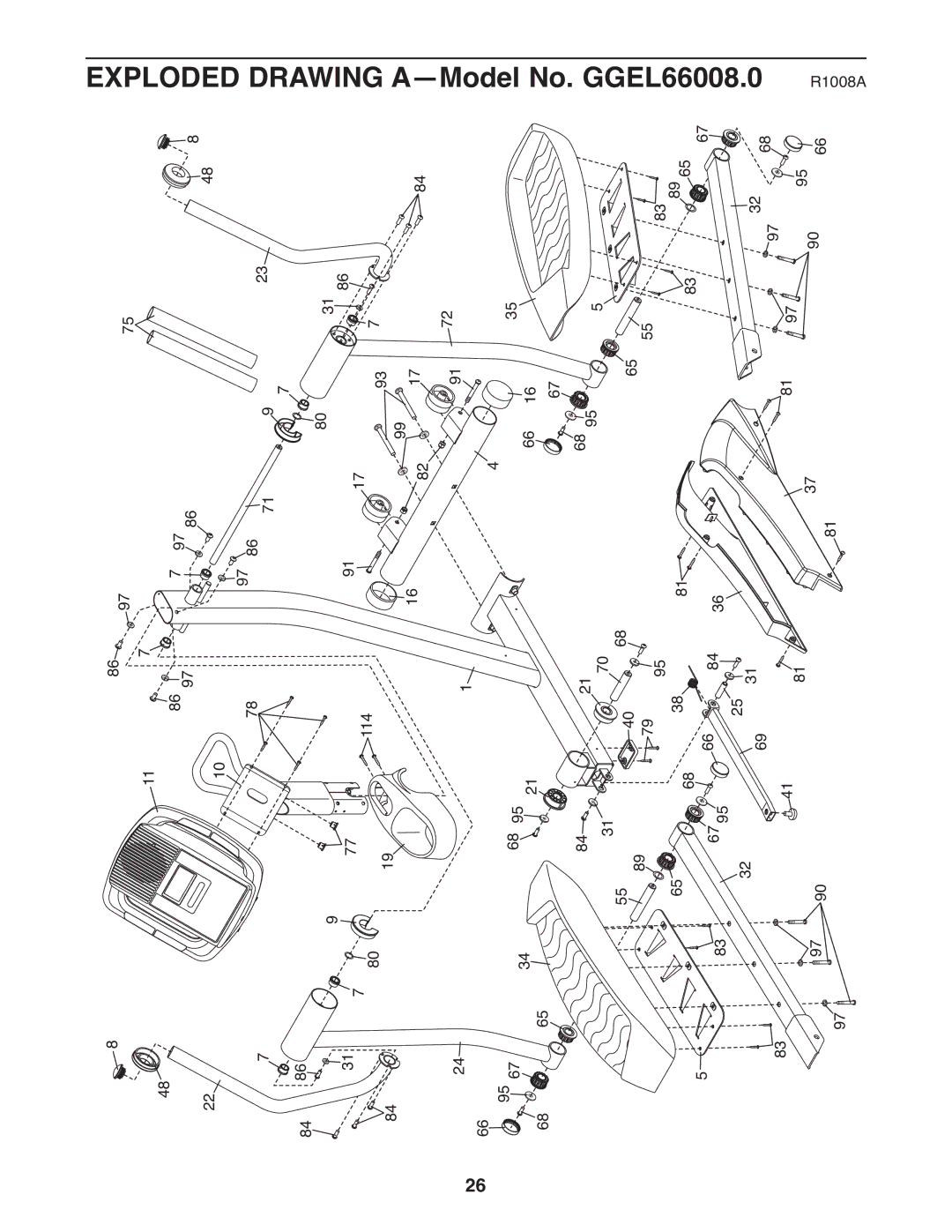 Gold's Gym GGEL66008.0 manual Exploded Drawing A-Model No 