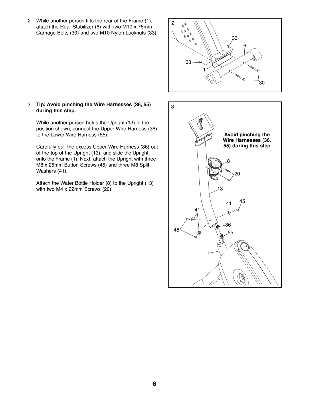 Gold's Gym GGEX61607.0 manual Tip Avoid pinching the Wire Harnesses 36, During this step 