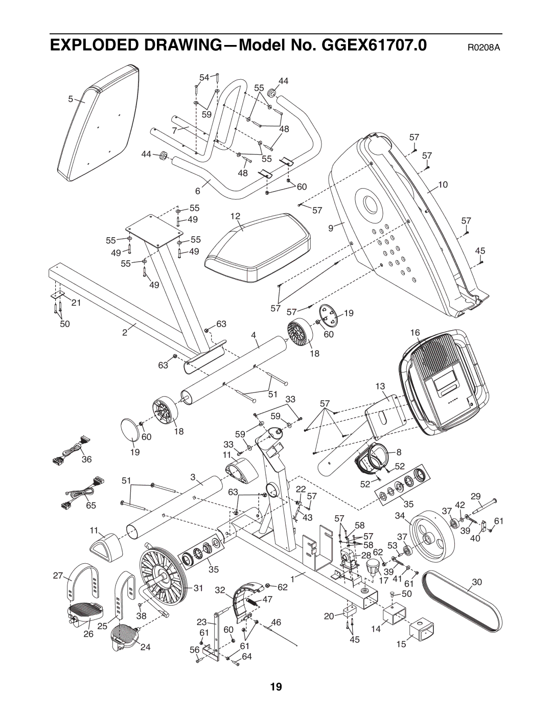 Gold's Gym manual Exploded DRAWING-Model No. GGEX61707.0 