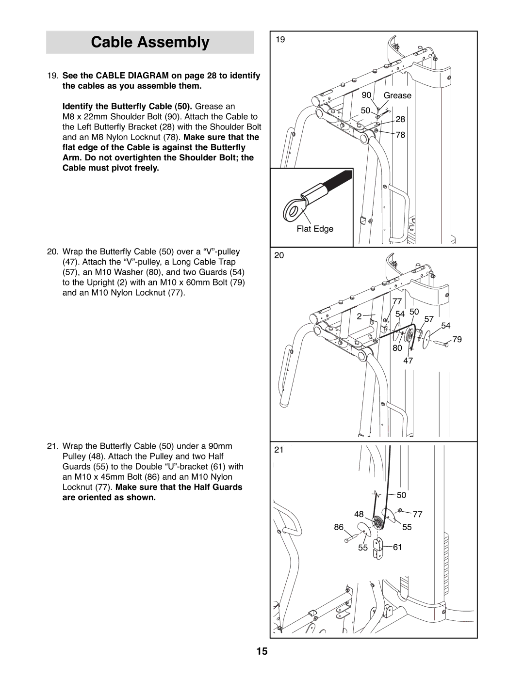 Gold's Gym GGSY3066.1 manual Cable Assembly 