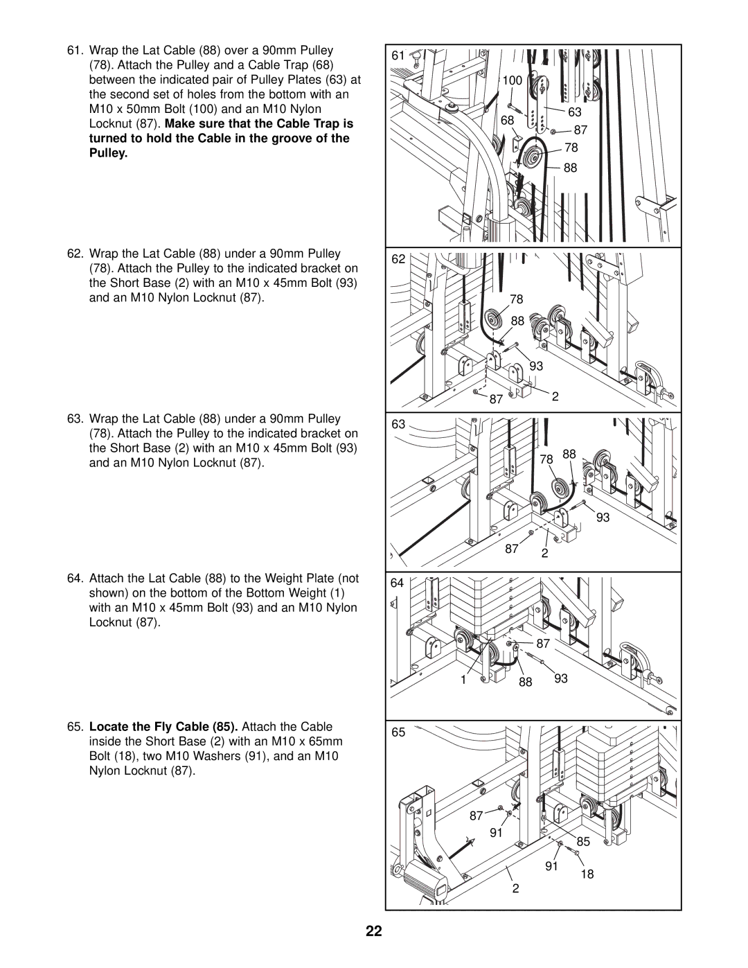 Gold's Gym GGSY69320 manual Locate the Fly Cable 85. Attach the Cable 