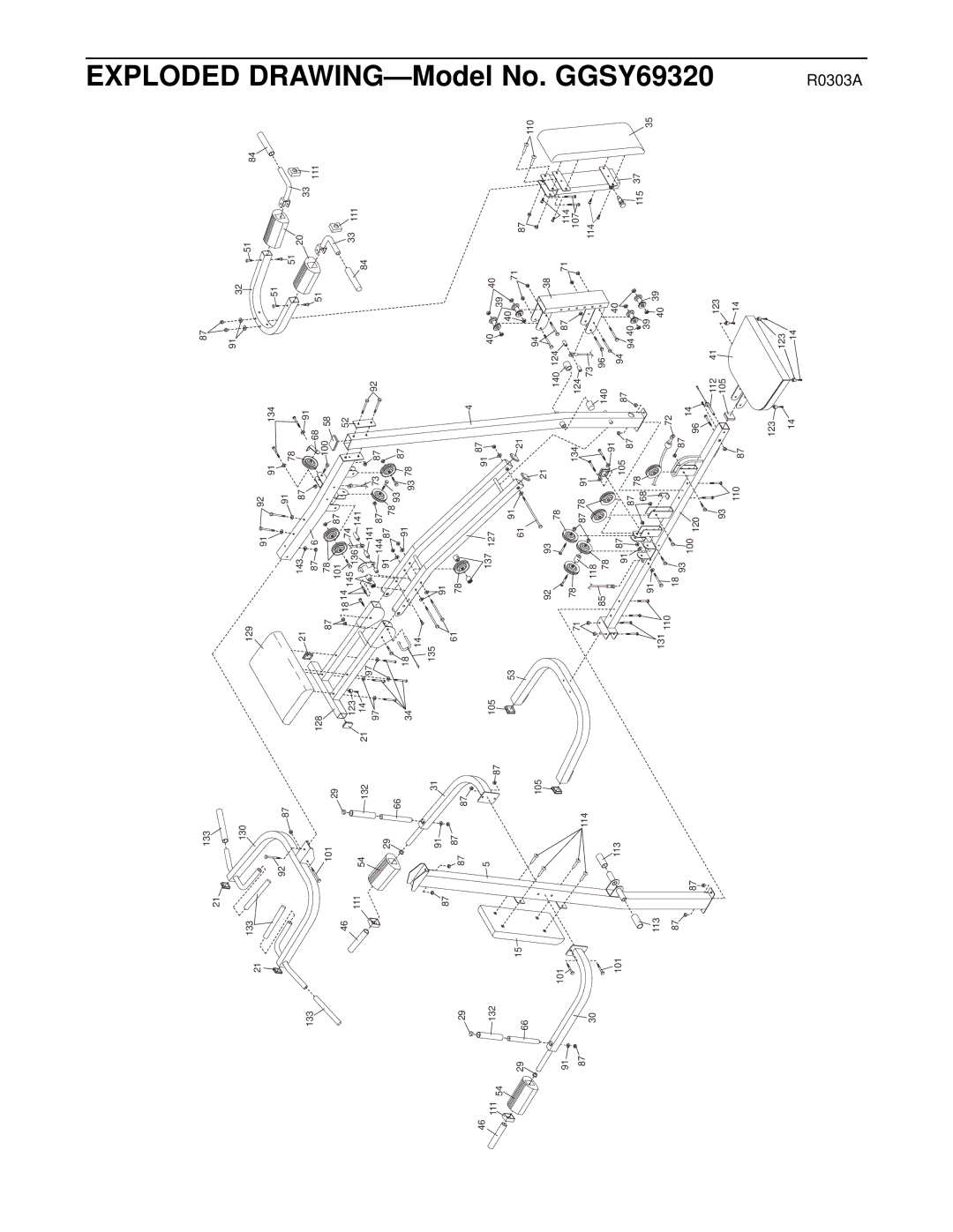 Gold's Gym manual Exploded, DRAWING-Model No. GGSY69320 