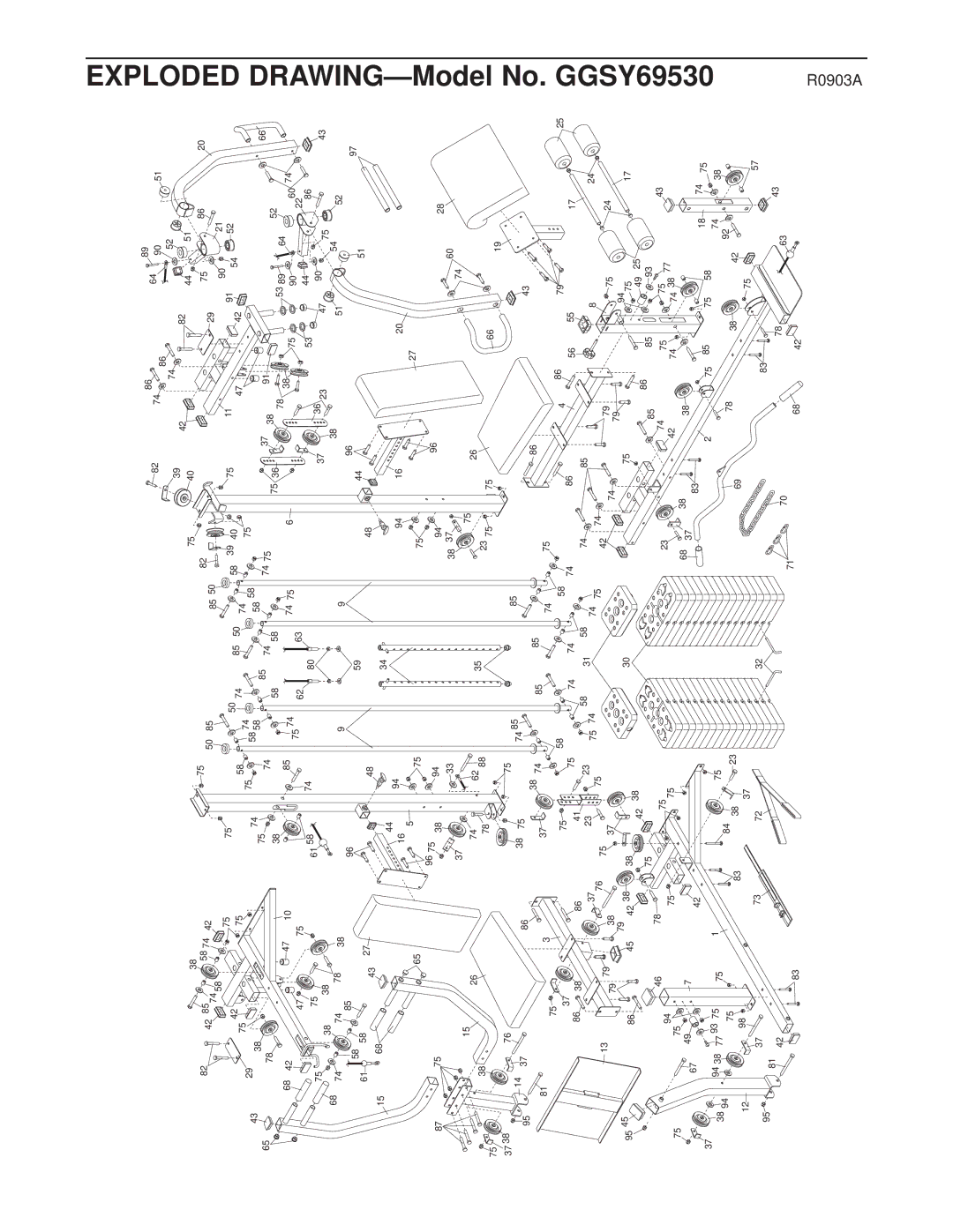 Gold's Gym GGSY69530 manual Exploded DRAWING-Model No 