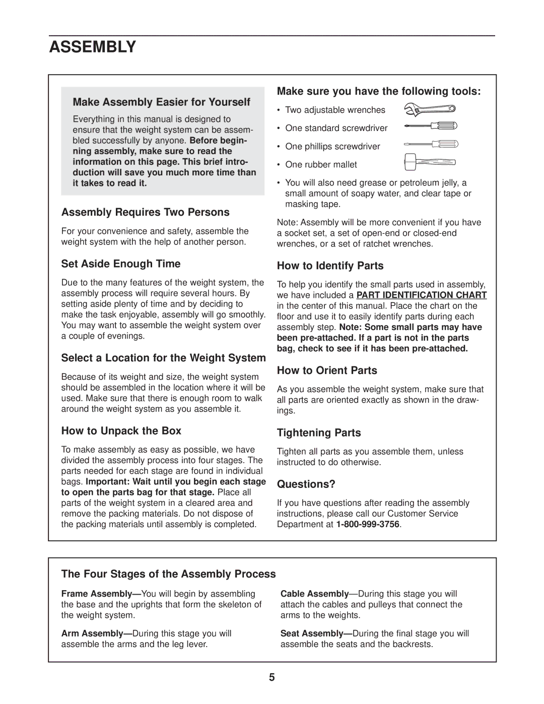 Gold's Gym GGSY69530 manual Make Assembly Easier for Yourself 