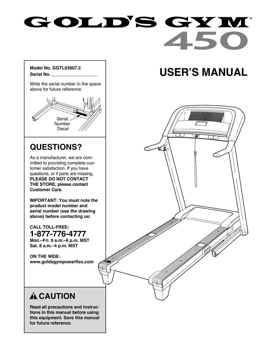 Gold's Gym GGTL03607.2 manual Questions?, Please do not Contact, On the WEB 