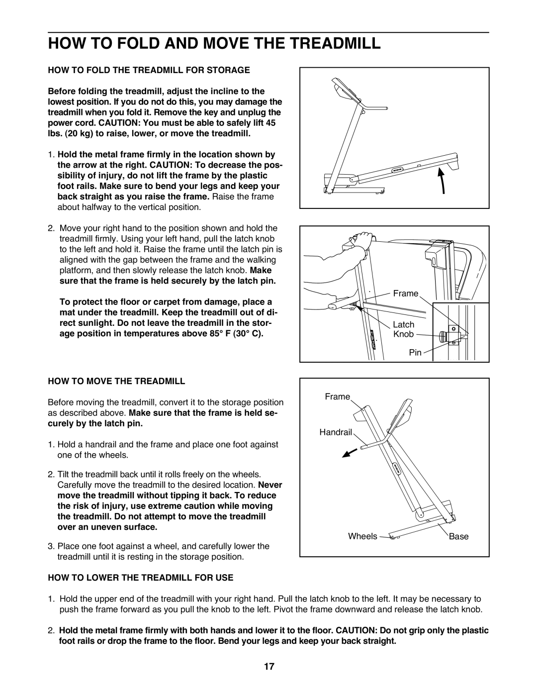 Gold's Gym GGTL03607.2 HOW to Fold and Move the Treadmill, HOW to Move the Treadmill, HOW to Lower the Treadmill for USE 