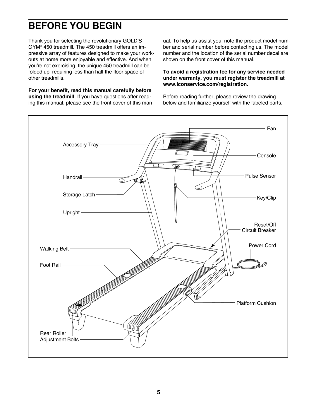 Gold's Gym GGTL03607.2 manual Before YOU Begin 