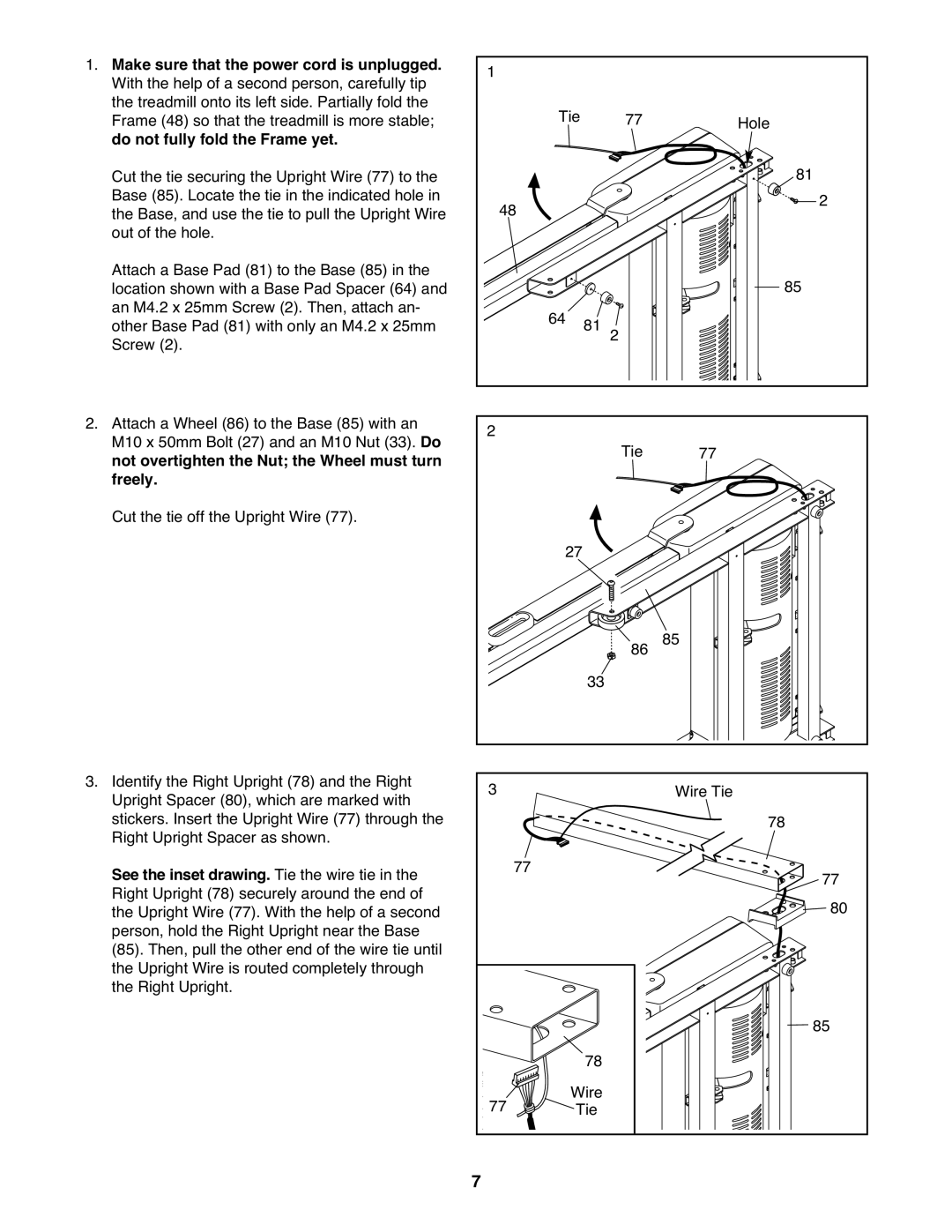 Gold's Gym GGTL03607.2 manual Make sure that the power cord is unplugged, Do not fully fold the Frame yet 