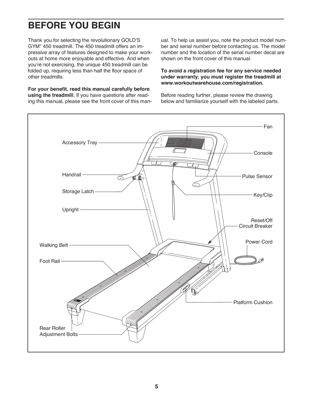 Gold's Gym GGTL03607.3 manual Before YOU Begin 