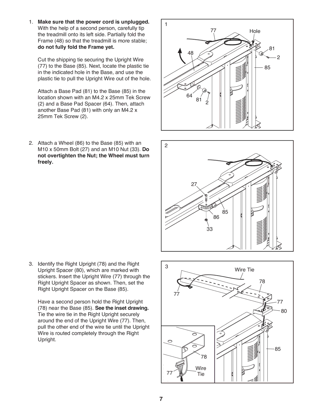 Gold's Gym GGTL03607.4 manual Make sure that the power cord is unplugged, Do not fully fold the Frame yet 