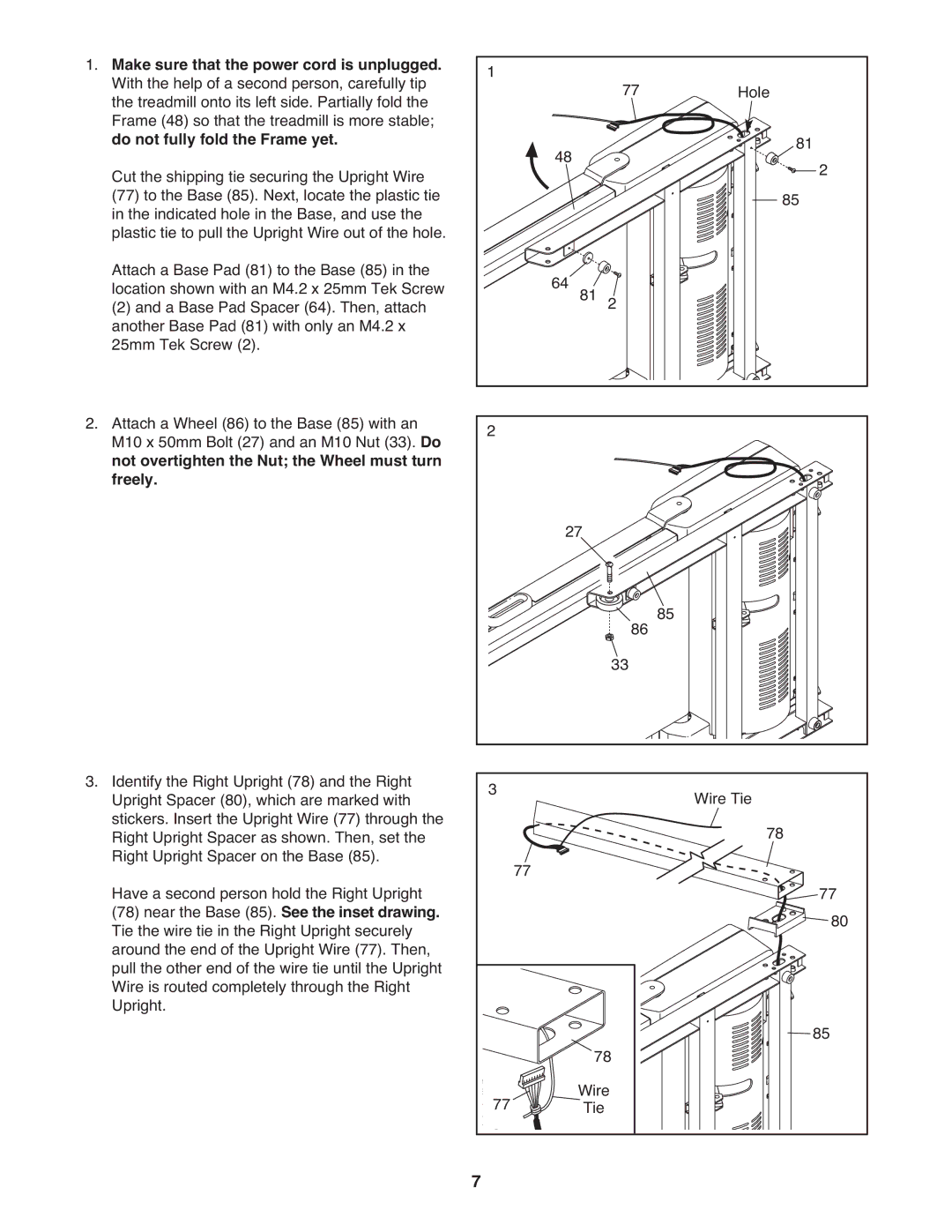 Gold's Gym GGTL03607.5 manual Make sure that the power cord is unplugged, Do not fully fold the Frame yet 