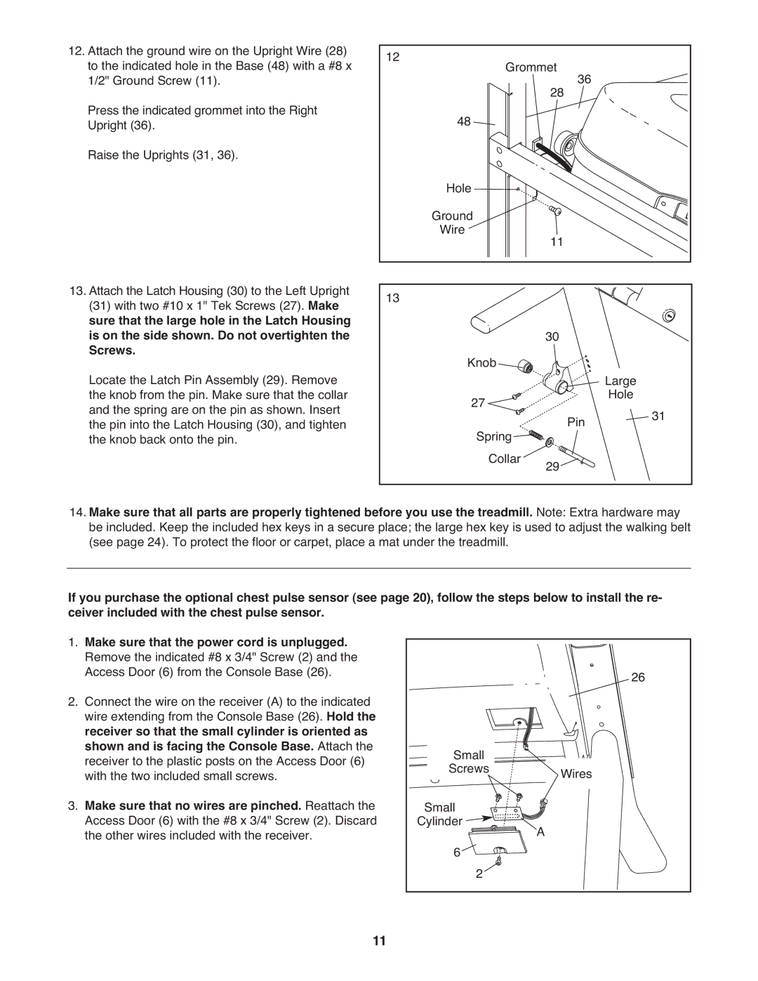 Gold's Gym GGTL04607.1 manual Make sure that no wires are pinched. Reattach 