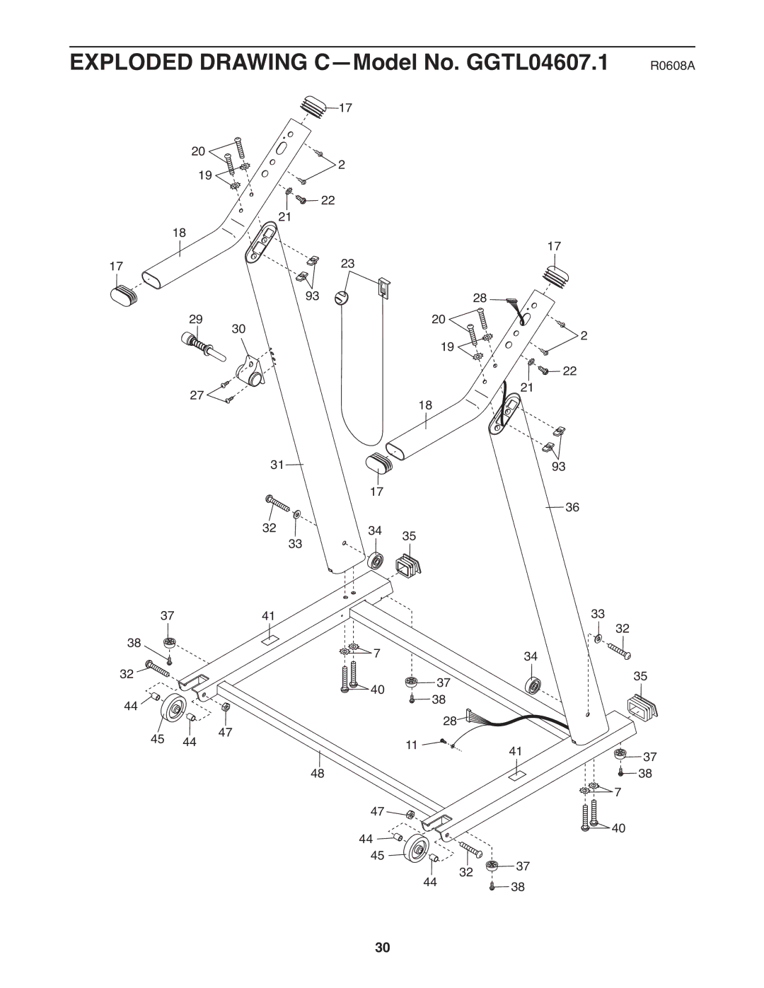 Gold's Gym manual Exploded Drawing C-Model No. GGTL04607.1 R0608A 