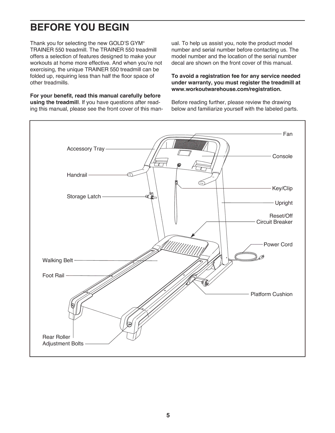 Gold's Gym GGTL04607.1 manual Before YOU Begin 