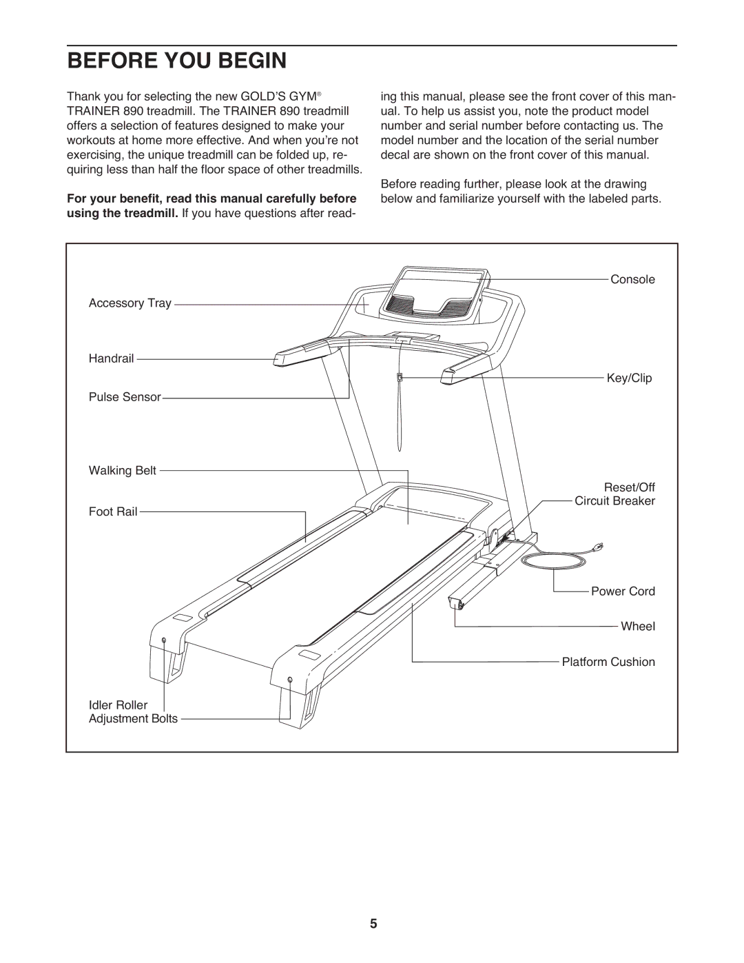 Gold's Gym GGTL07809.0 manual Before YOU Begin 