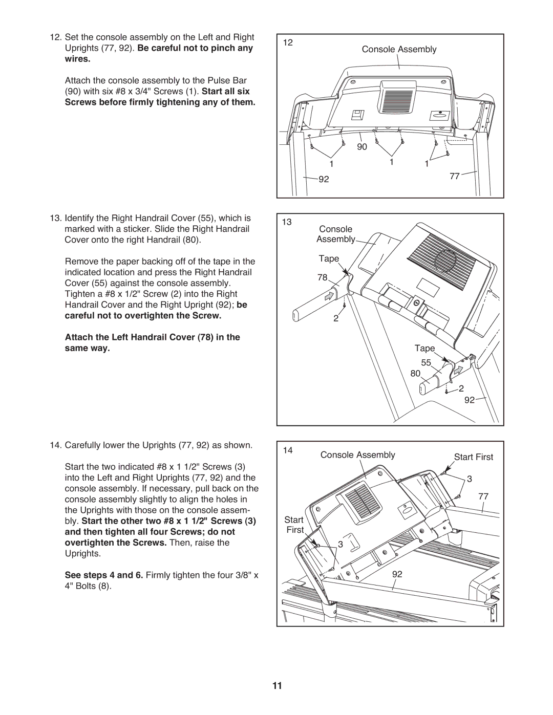 Gold's Gym GGTL07819.0 manual Screws before firmly tightening any of them, Overtighten the Screws. Then, raise 