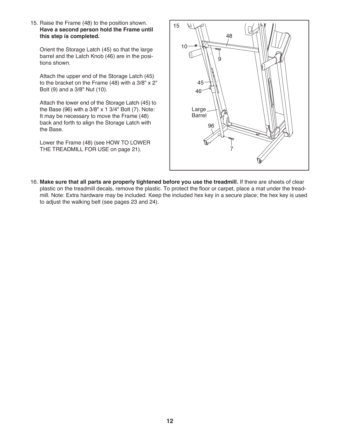 Gold's Gym GGTL07819.0 manual Raise the Frame 48 to the position shown 