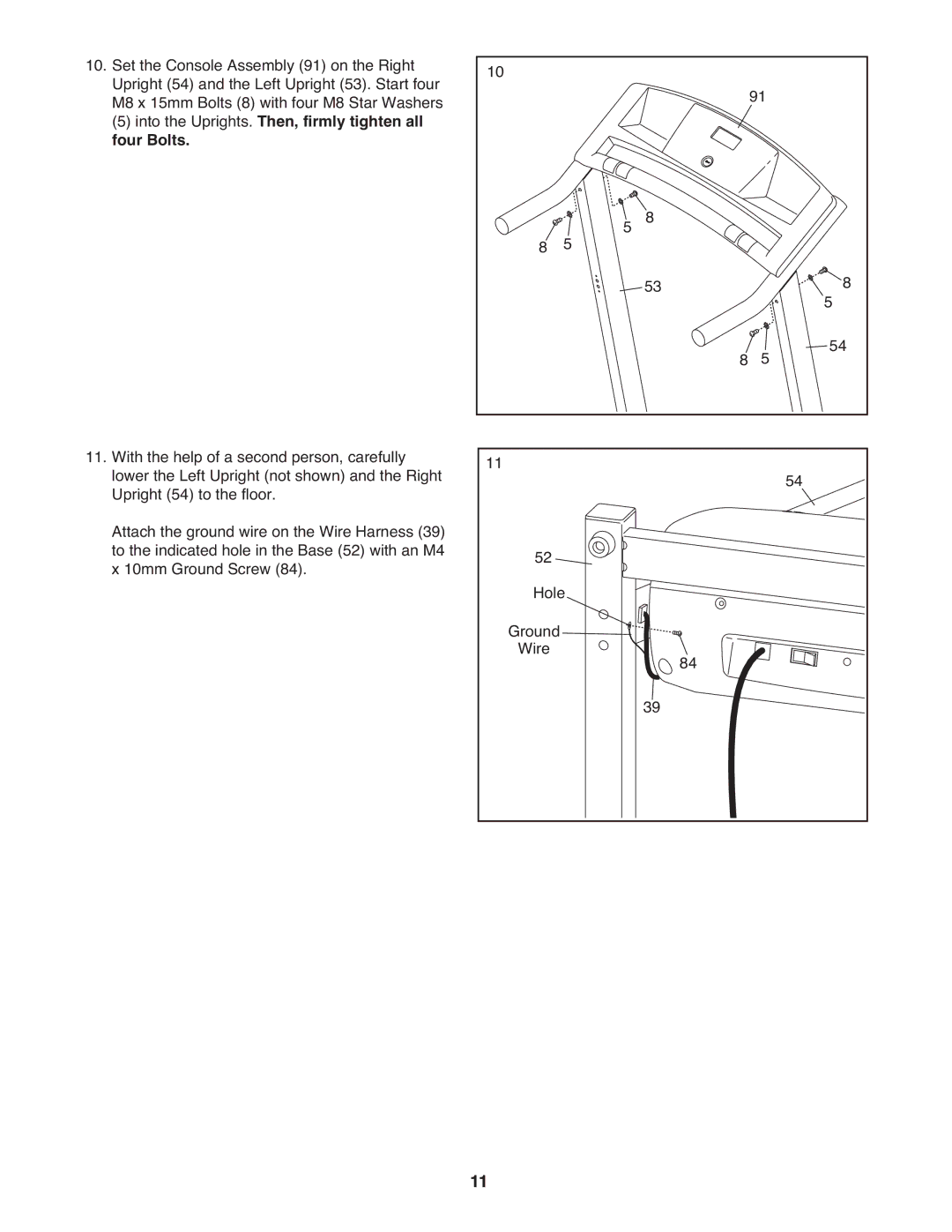 Gold's Gym GGTL30611.0 manual Into the Uprights. Then, firmly tighten all four Bolts 