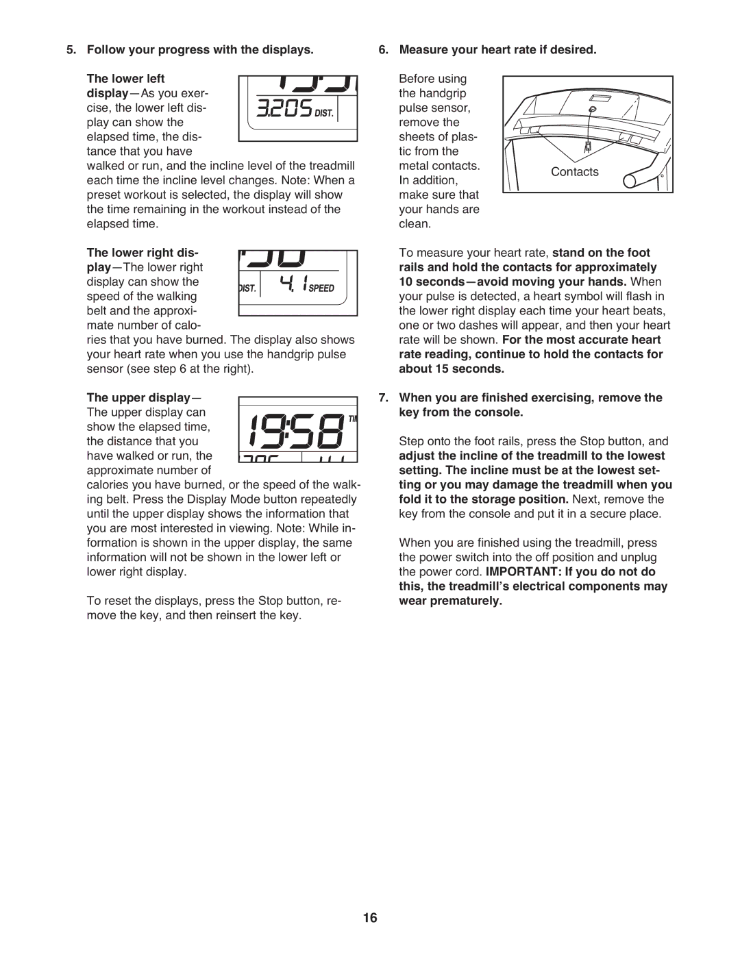 Gold's Gym GGTL30611.0 manual Follow your progress with the displays. The lower left 