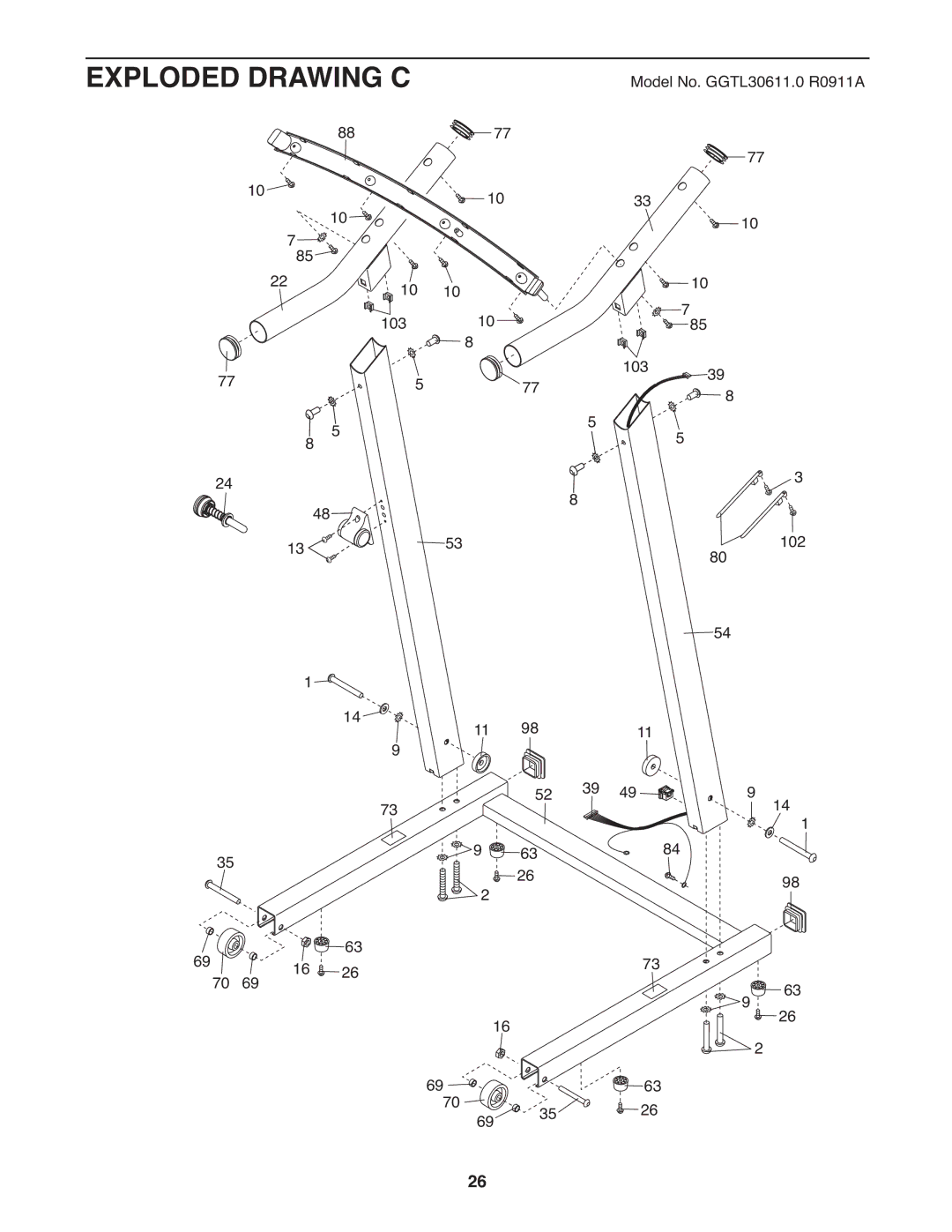 Gold's Gym GGTL30611.0 manual Exploded Drawing C 