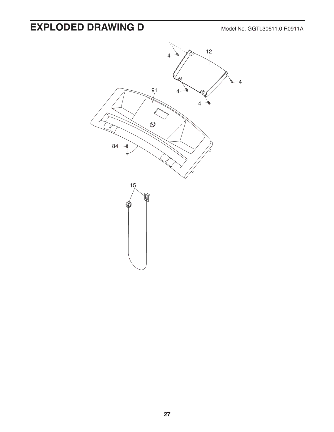 Gold's Gym GGTL30611.0 manual Exploded Drawing D 