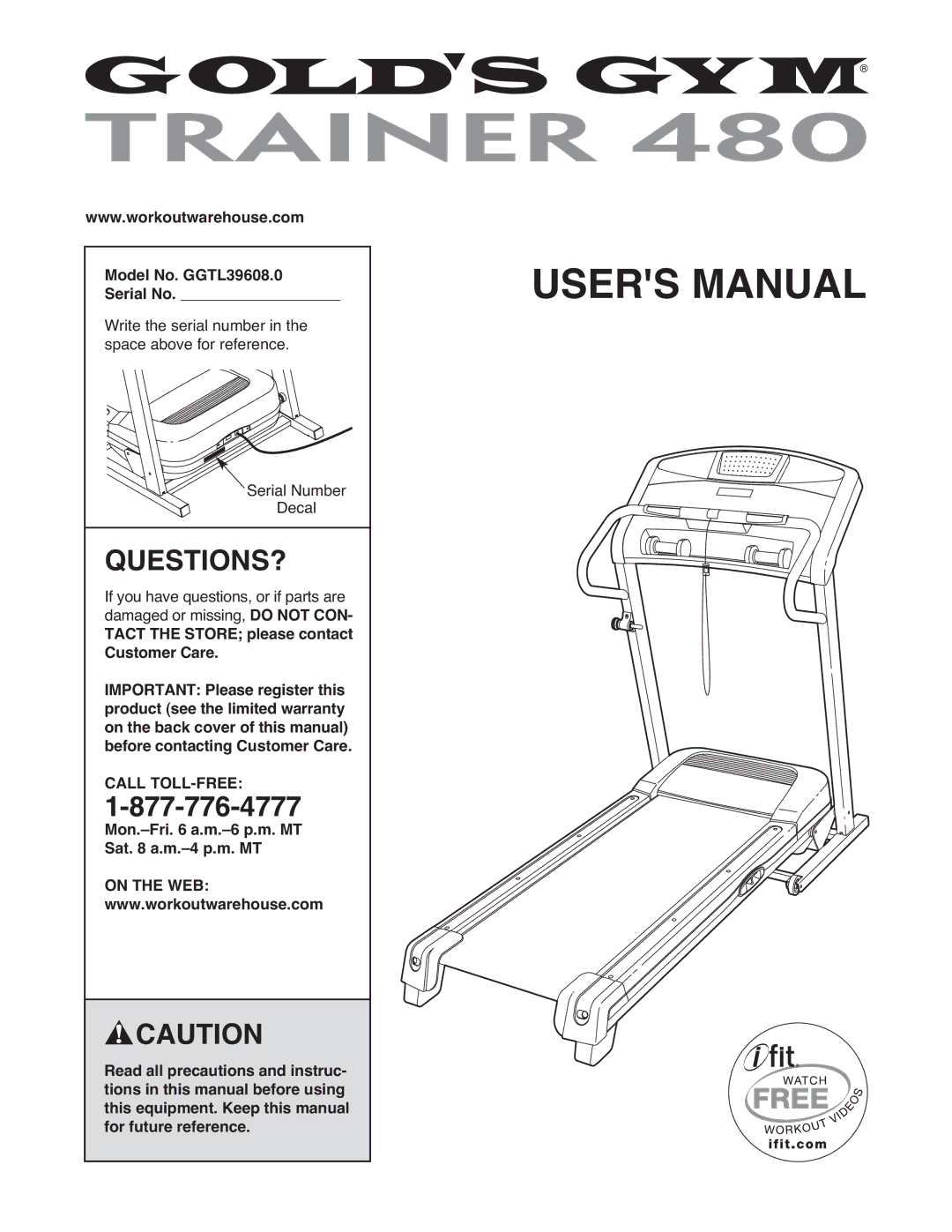 Gold's Gym manual Questions?, Model No. GGTL39608.0 Serial No 