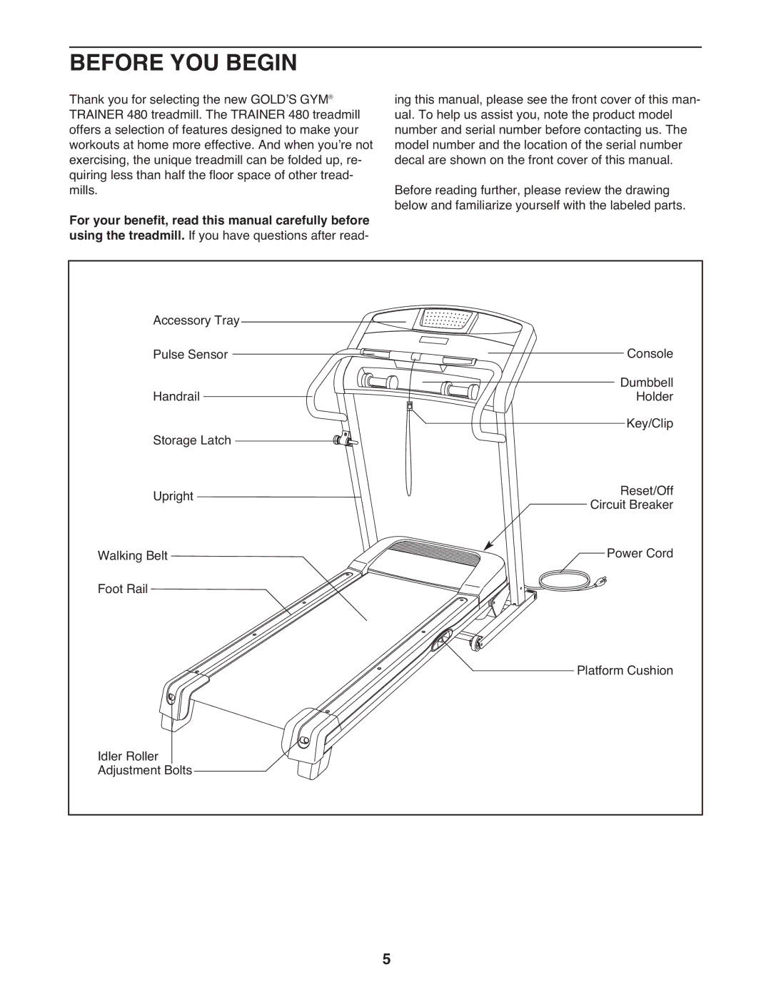 Gold's Gym GGTL39608.0 manual Before YOU Begin 