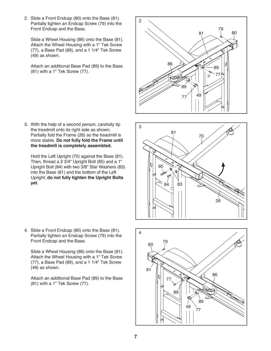 Gold's Gym 685, GGTL58608.0 manual Upright do not fully tighten the Upright Bolts Yet 