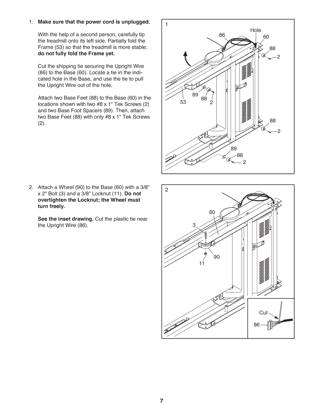 Gold's Gym GGTL59608 manual Make sure that the power cord is unplugged, Do not fully fold the Frame yet 