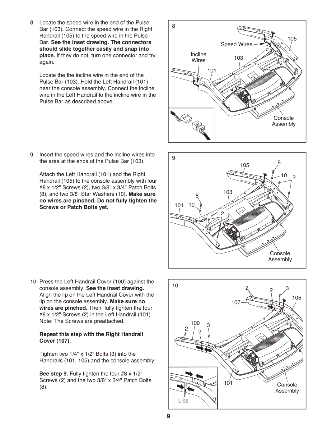 Gold's Gym GGTL78609.0 manual Bar. See the inset drawing. The connectors, Should slide together easily and snap into 