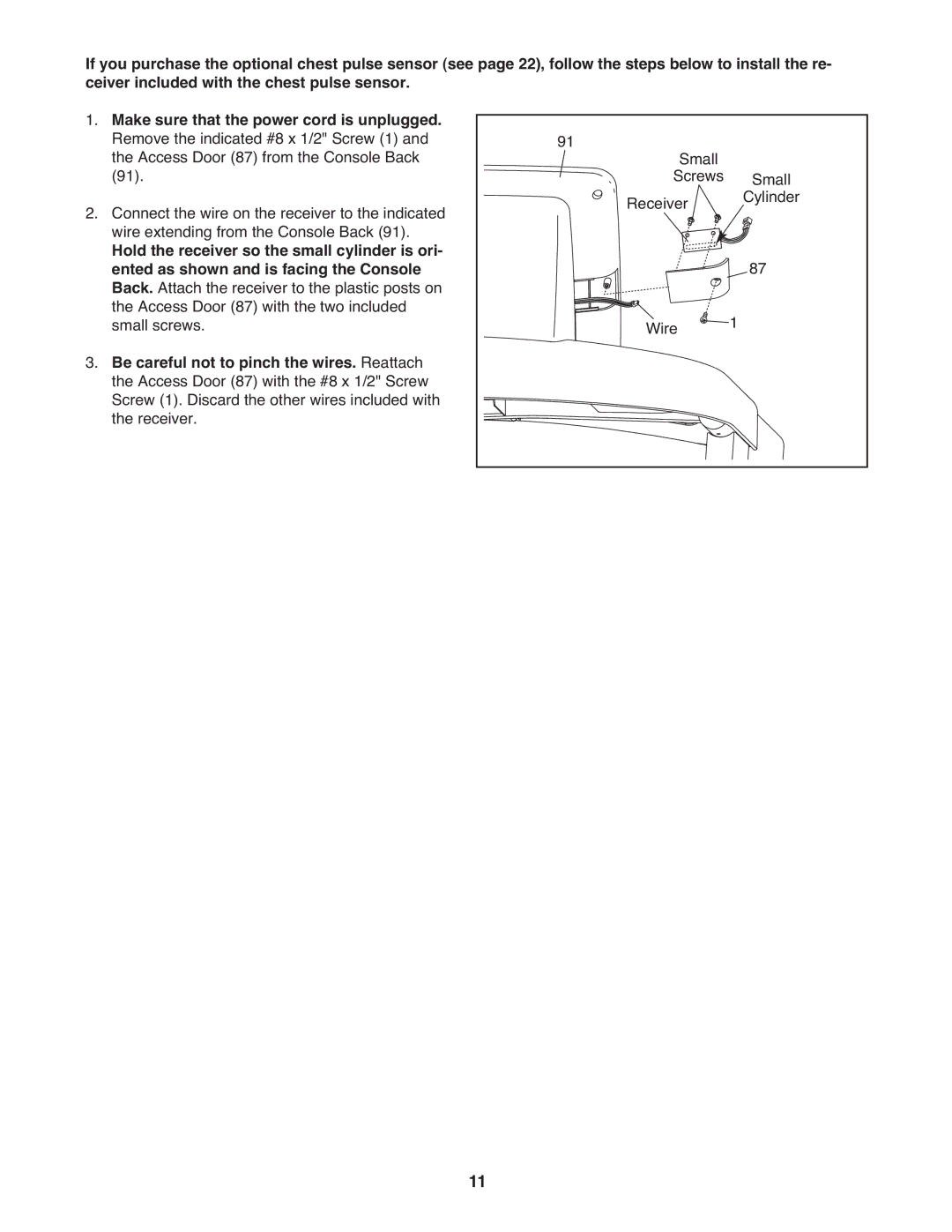 Gold's Gym GGTL80608.0 manual Be careful not to pinch the wires. Reattach 