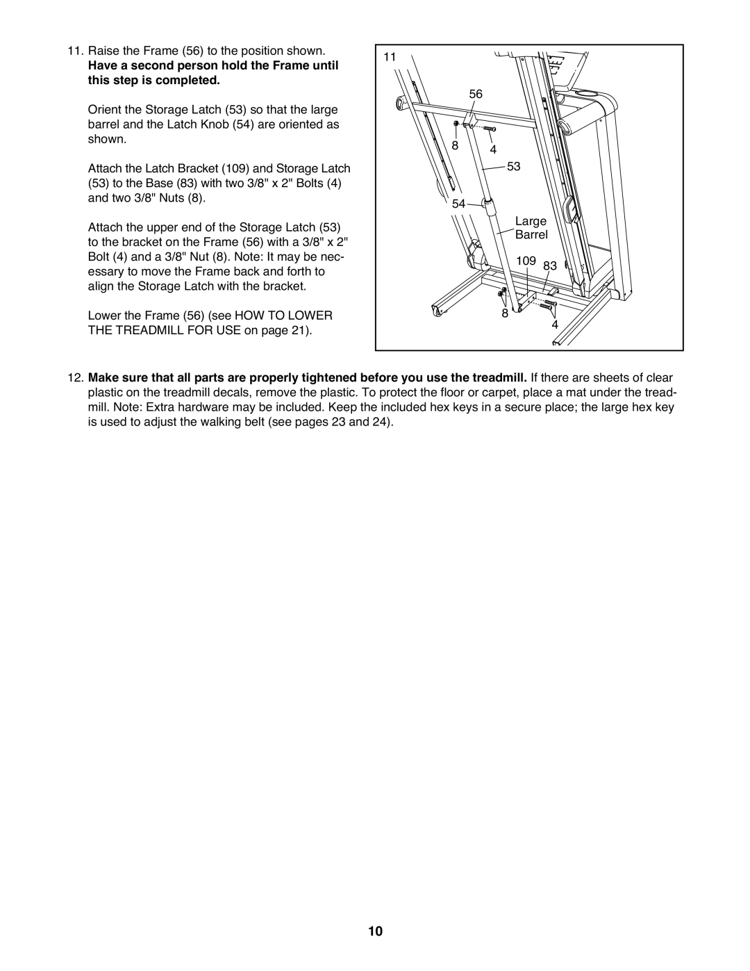 Gold's Gym GGTL90608.0 manual Raise the Frame 56 to the position shown 