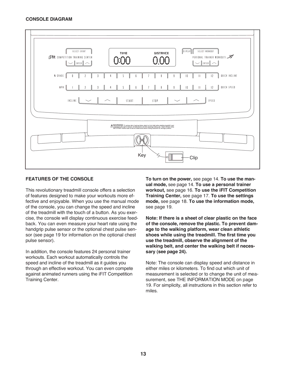 Gold's Gym GGTL90608.0 manual Console Diagram, Features of the Console 