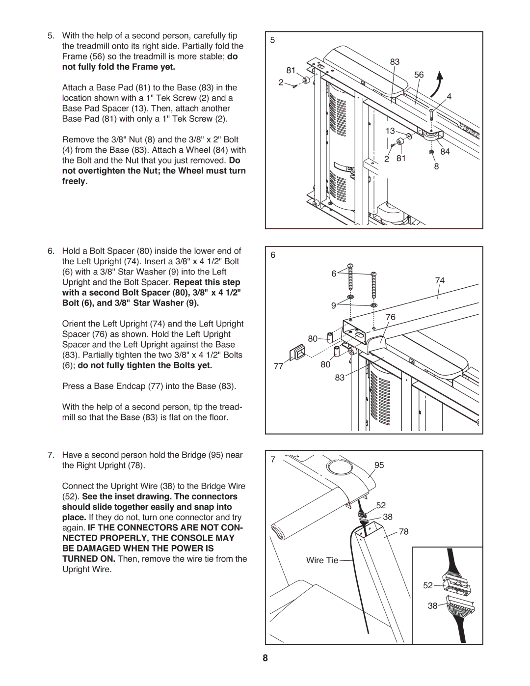 Gold's Gym GGTL90608.0 manual Do not fully tighten the Bolts yet, Again. if the Connectors are not CON 