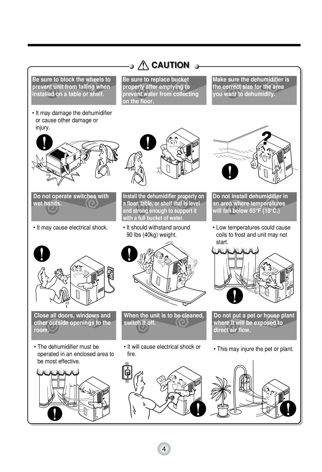 Goldstar DH30, DH50, DH40 owner manual When the unit is to be cleaned, switch it off 