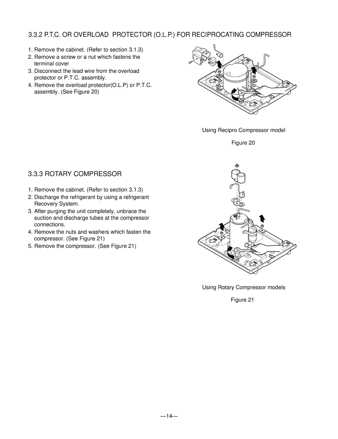 Goldstar DH3010B, DHA4012DL, DHA5012DL, DH5010B, DHA3012DL service manual Rotary Compressor 