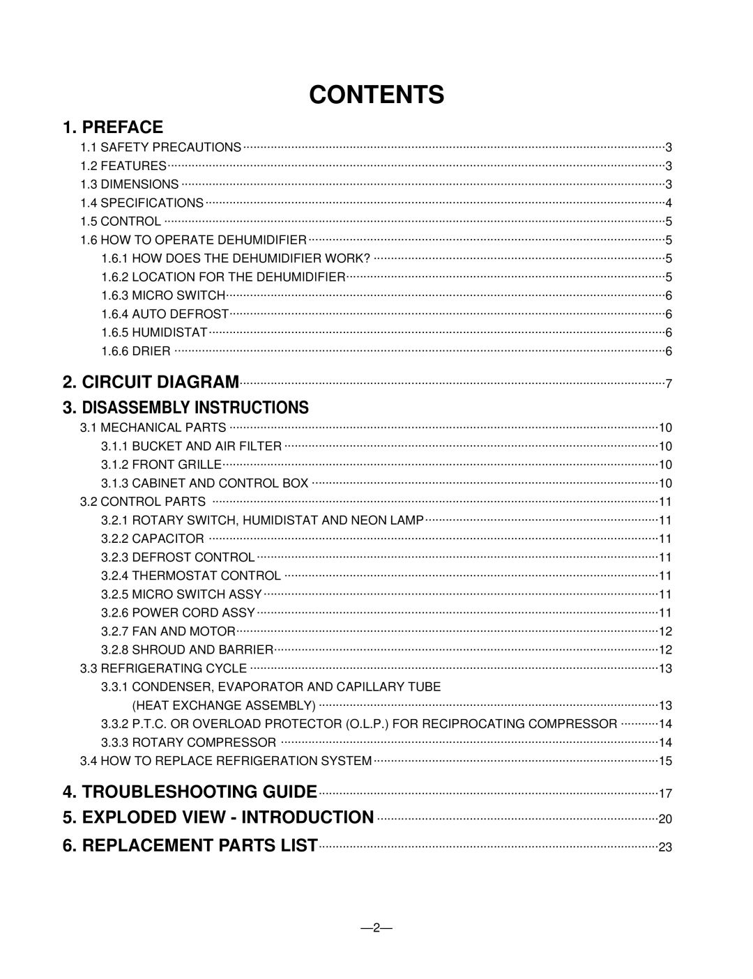 Goldstar DH5010B, DHA4012DL, DHA5012DL, DHA3012DL, DH3010B service manual Contents 