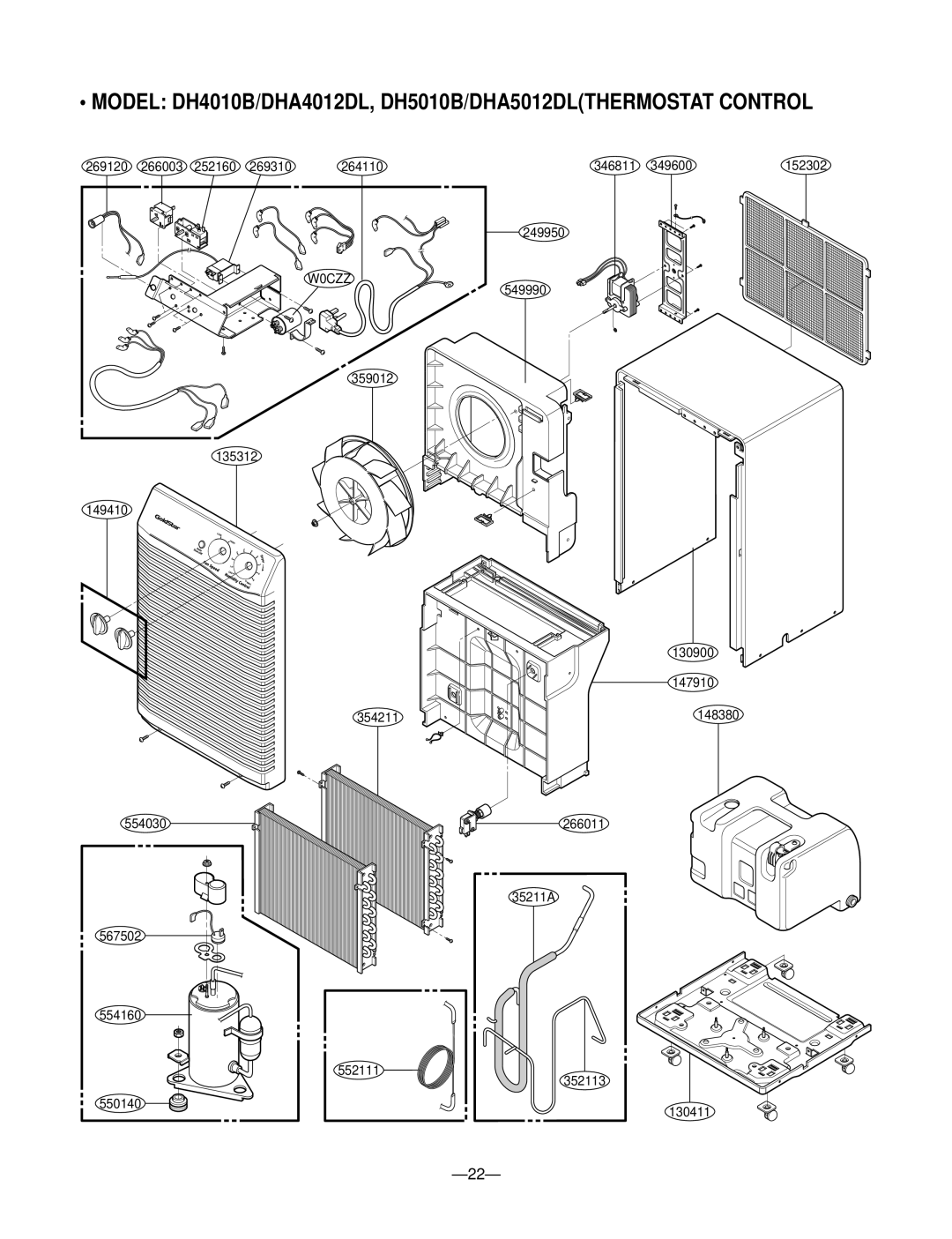 Goldstar DHA3012DL, DH3010B service manual Model DH4010B/DHA4012DL, DH5010B/DHA5012DLTHERMOSTAT Control 