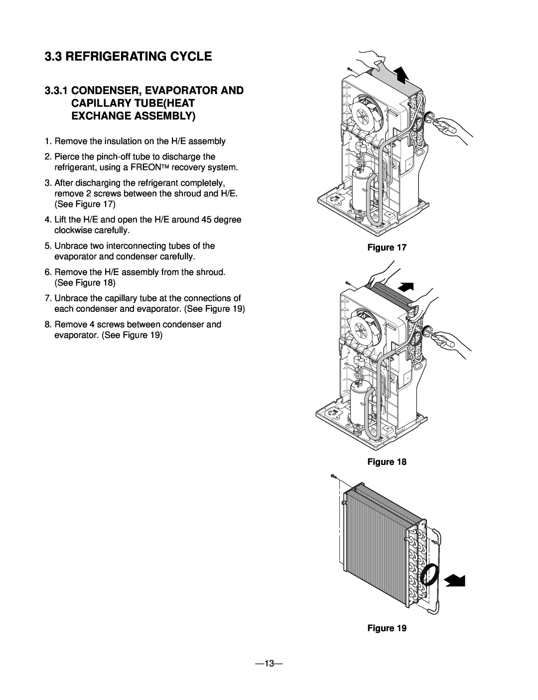 Goldstar DHA3012DL, DHA4012DL, DHA5012DL, DH5010B, DH3010B service manual Refrigerating Cycle, Figure Figure Figure 