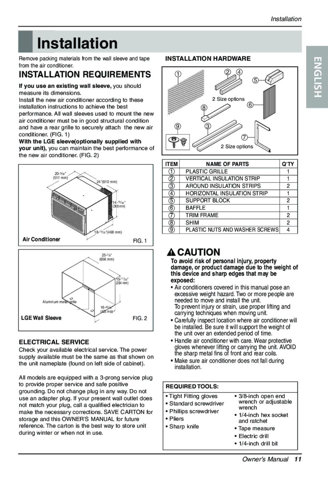 Goldstar LT1230CR owner manual Installation Requirements 