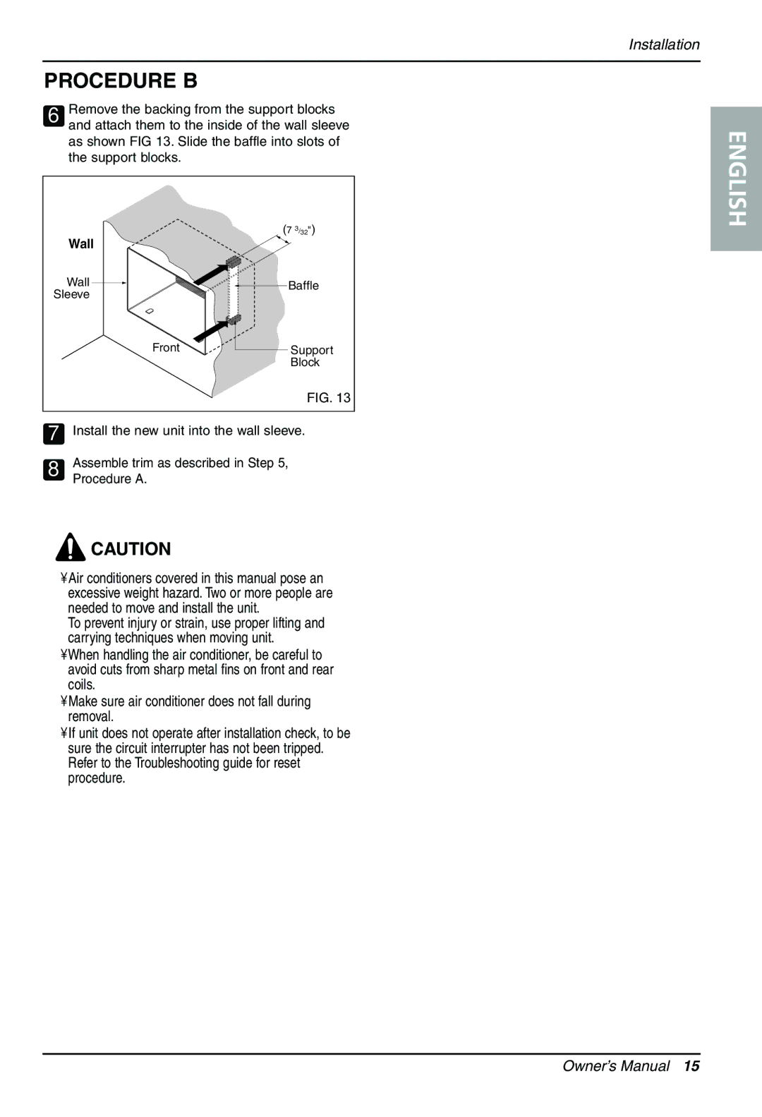 Goldstar LT1230CR owner manual Wall, Procedure a 