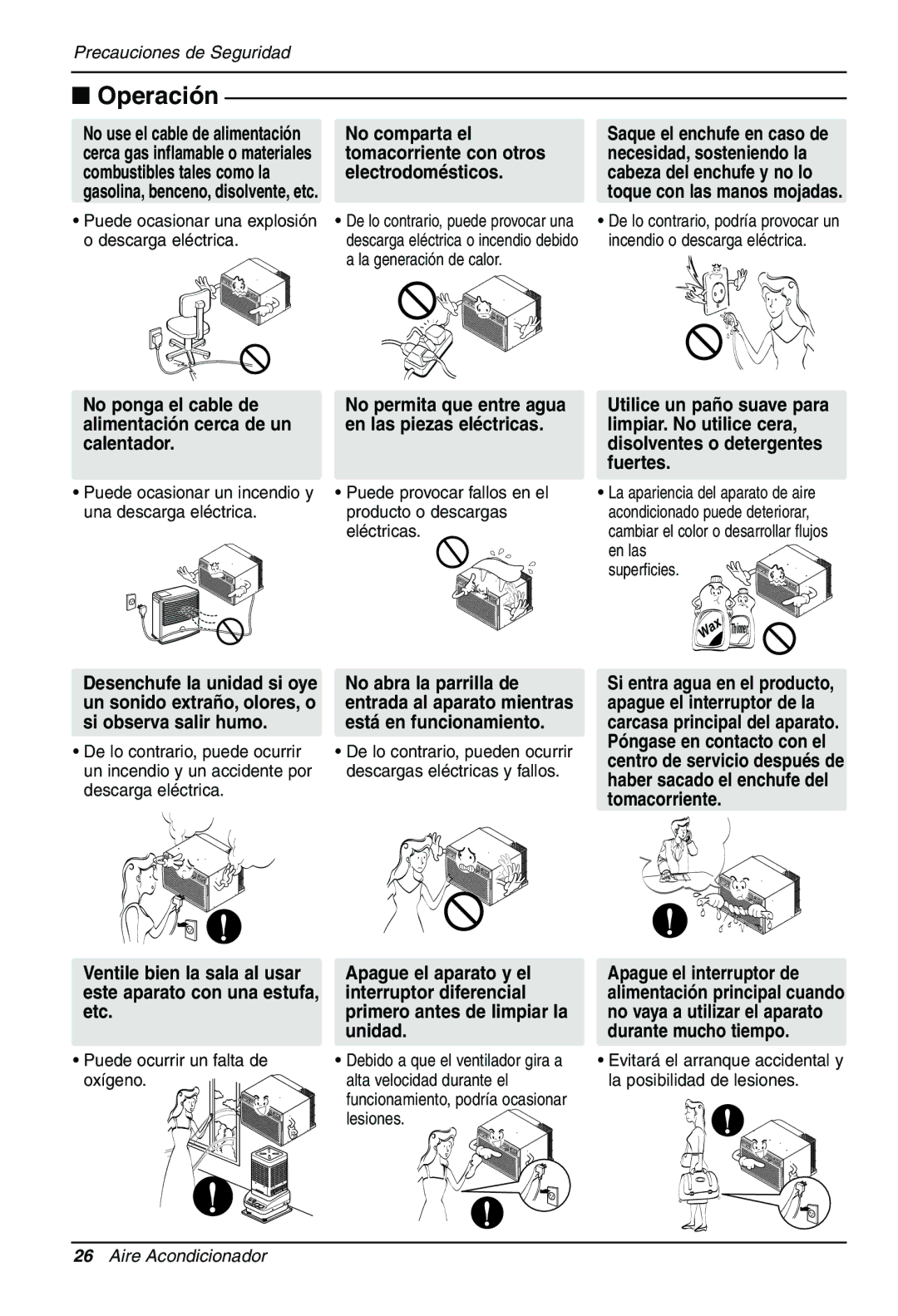 Goldstar LT1230CR owner manual No ponga el cable de alimentación cerca de un calentador 