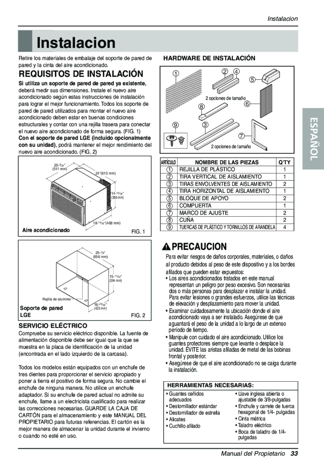 Goldstar LT1230CR Instalacion, Requisitos DE Instalación, Período de tiempo, Frontal y posterior, La instalación 