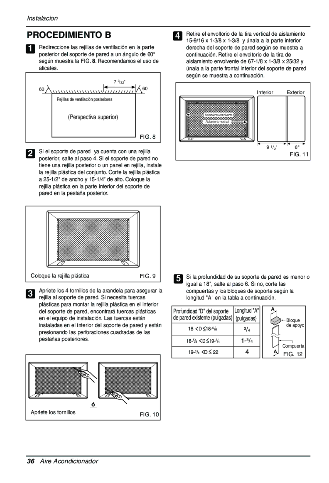 Goldstar LT1230CR owner manual Procedimiento B, Perspectiva superior, Coloque la rejilla plástica, Apriete los tornillos 