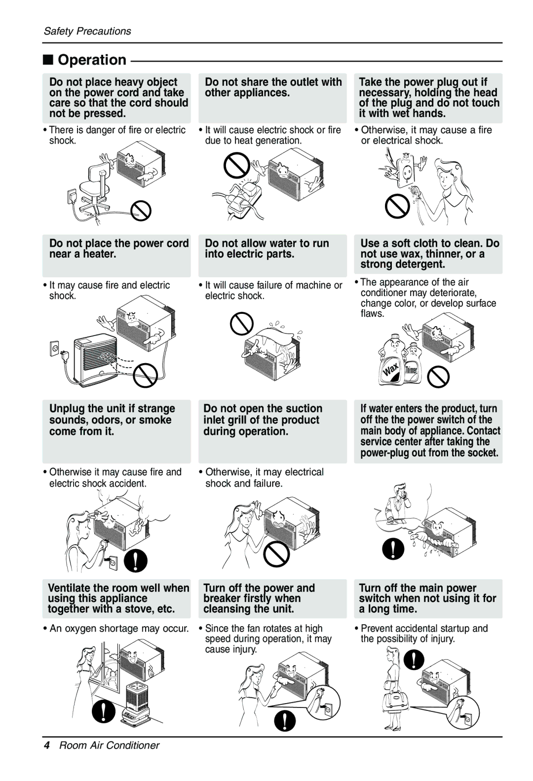 Goldstar LT1230CR owner manual Unplug the unit if strange, Sounds, odors, or smoke, Come from it During operation 