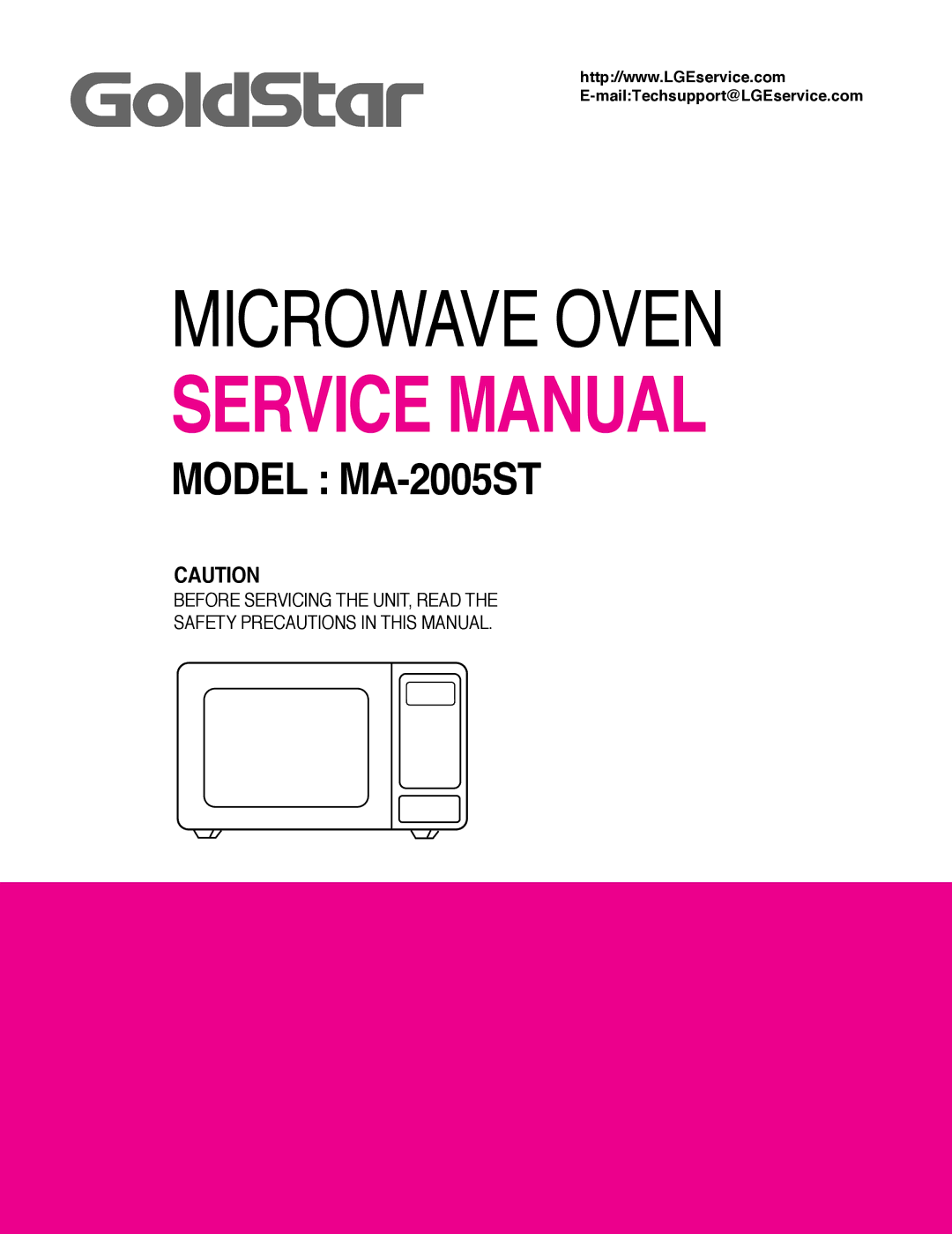 Goldstar MA-2005ST service manual Microwave Oven 