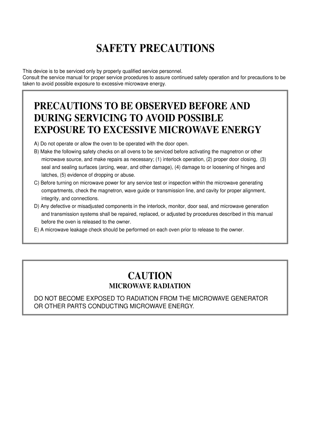 Goldstar MA-2005ST service manual Safety Precautions 