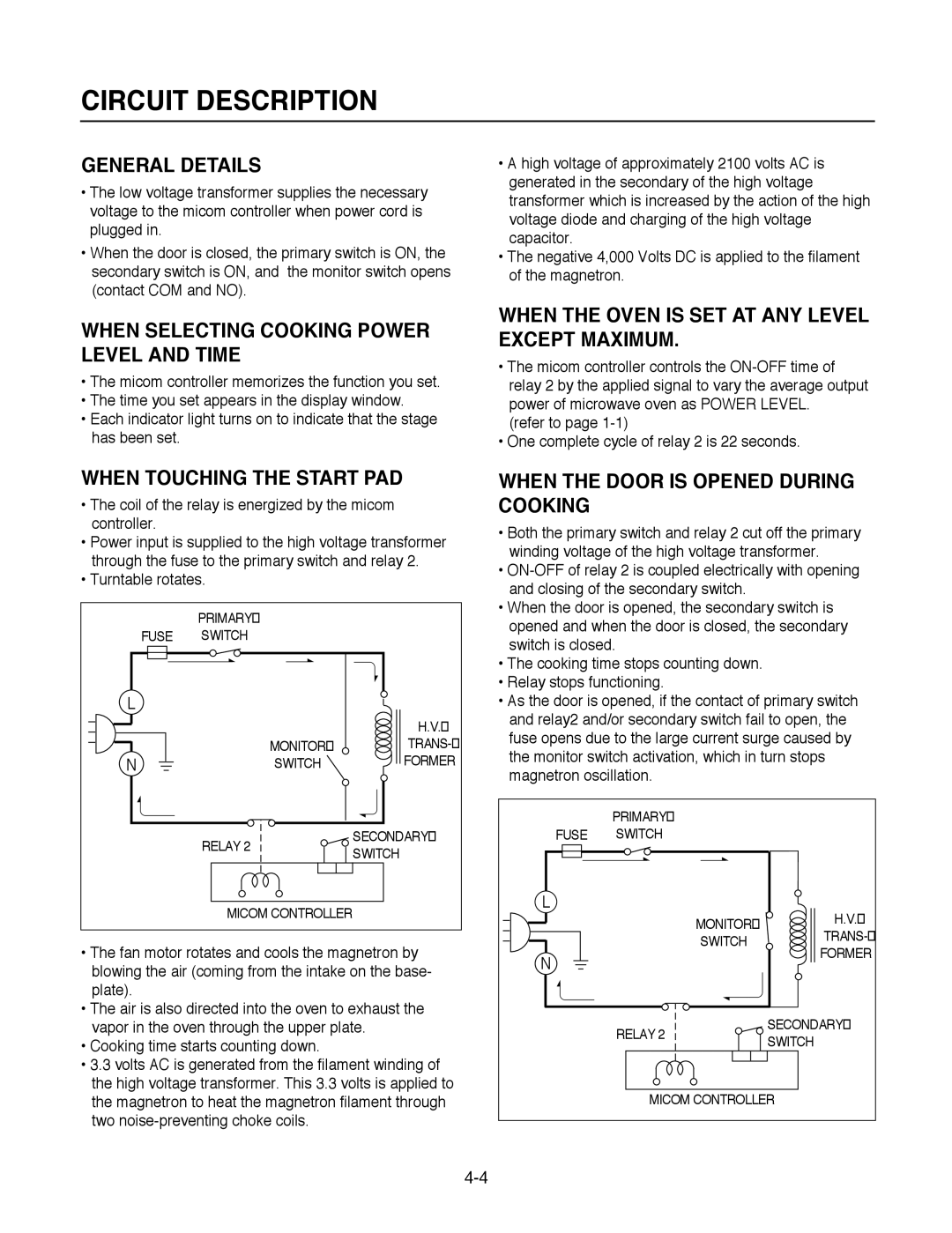 Goldstar MA-2005ST service manual Circuit Description 